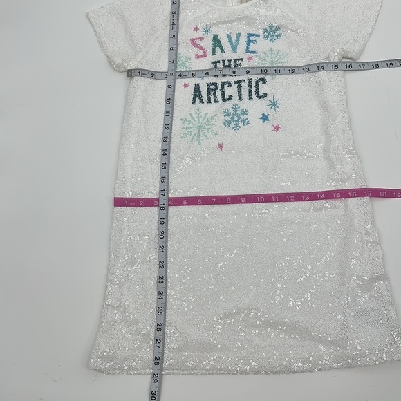 Peek Allover Sequins Save The Arctic Dress Kids Girls Casual School NWOT - Picture 3 of 7
